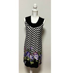 Saint Tropez West Shift Dress, Size 8, Black/White/Floral, Spring/Summer